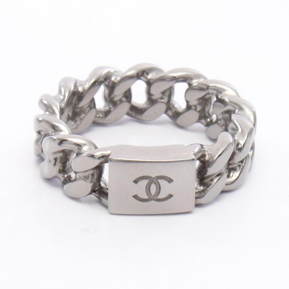 CHANEL Silver Logo Ring